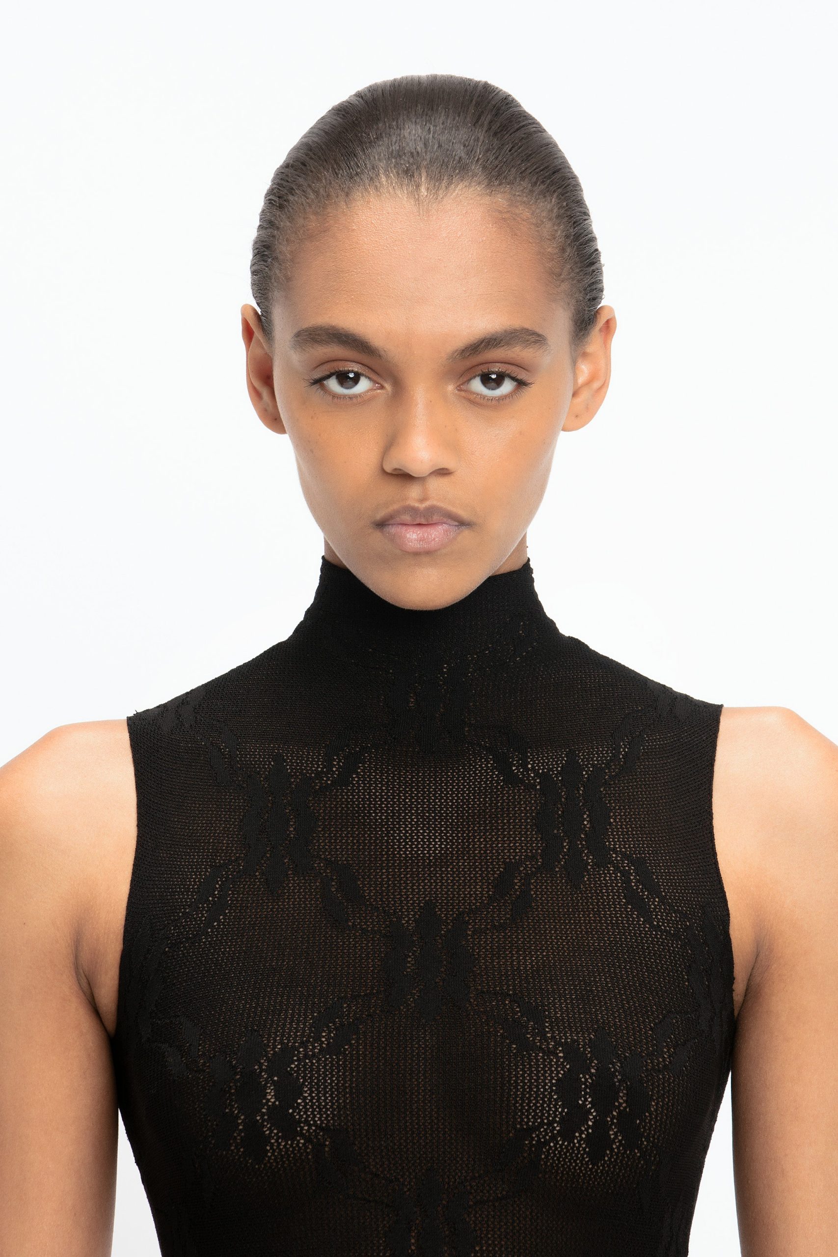 High Neck Bodysuit In Black - Image 4