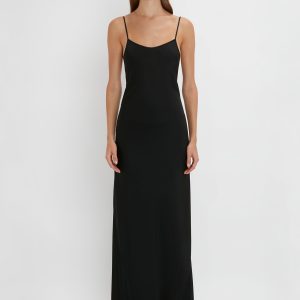 Floor-Length Cami Dress In Black