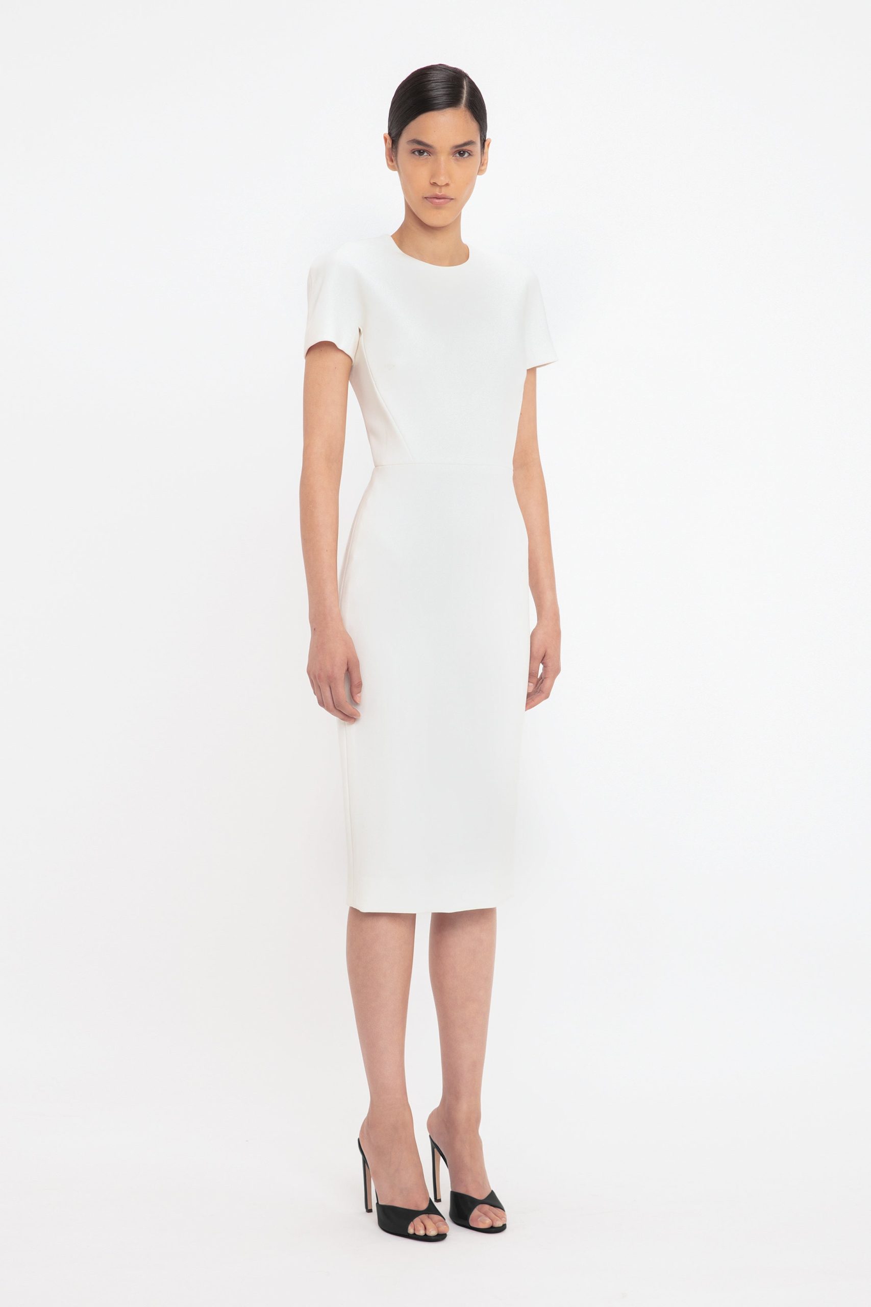 Fitted T-Shirt Dress In Ivory - Image 2