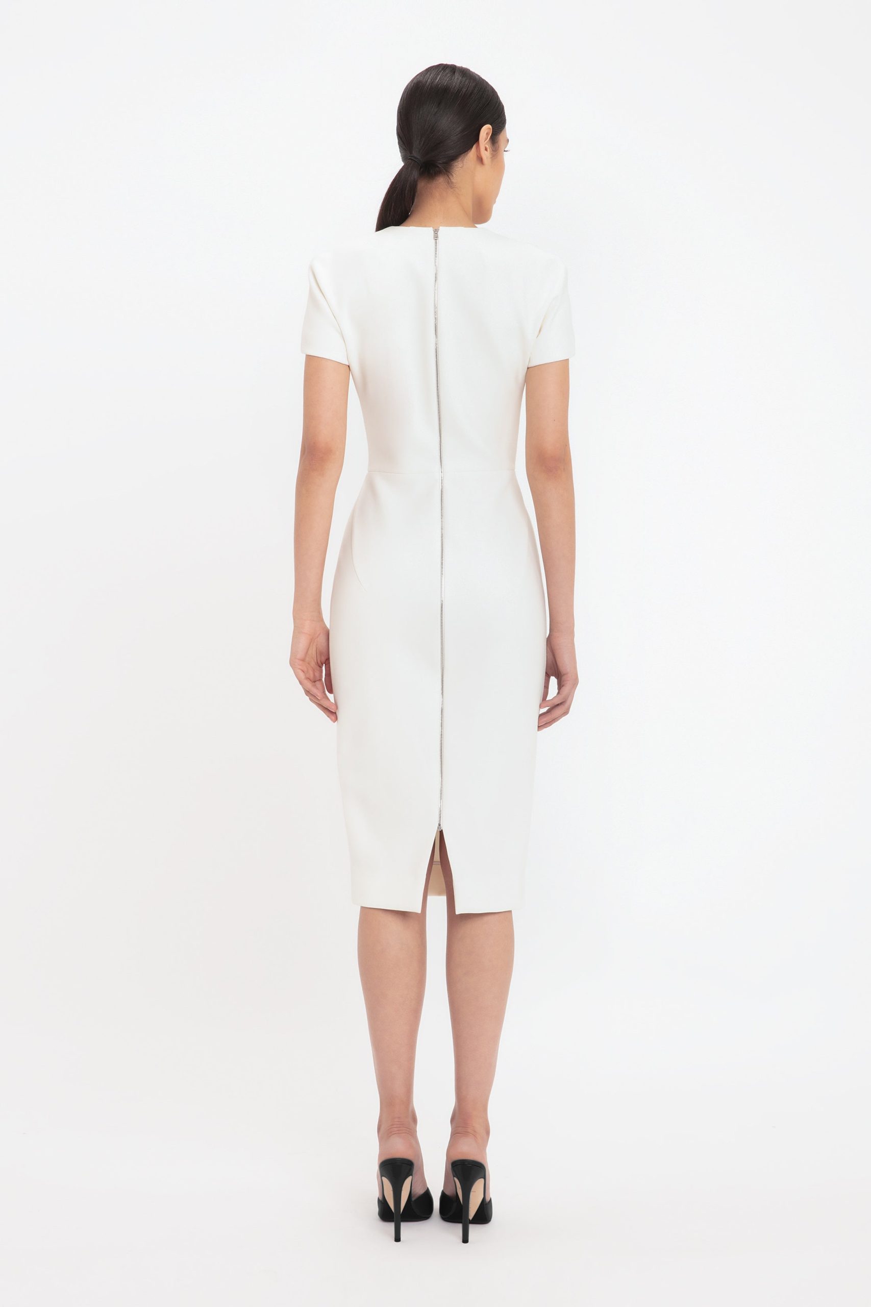 Fitted T-Shirt Dress In Ivory - Image 3