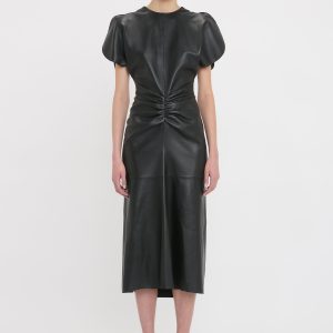 Leather Bela Midi Dress In Black