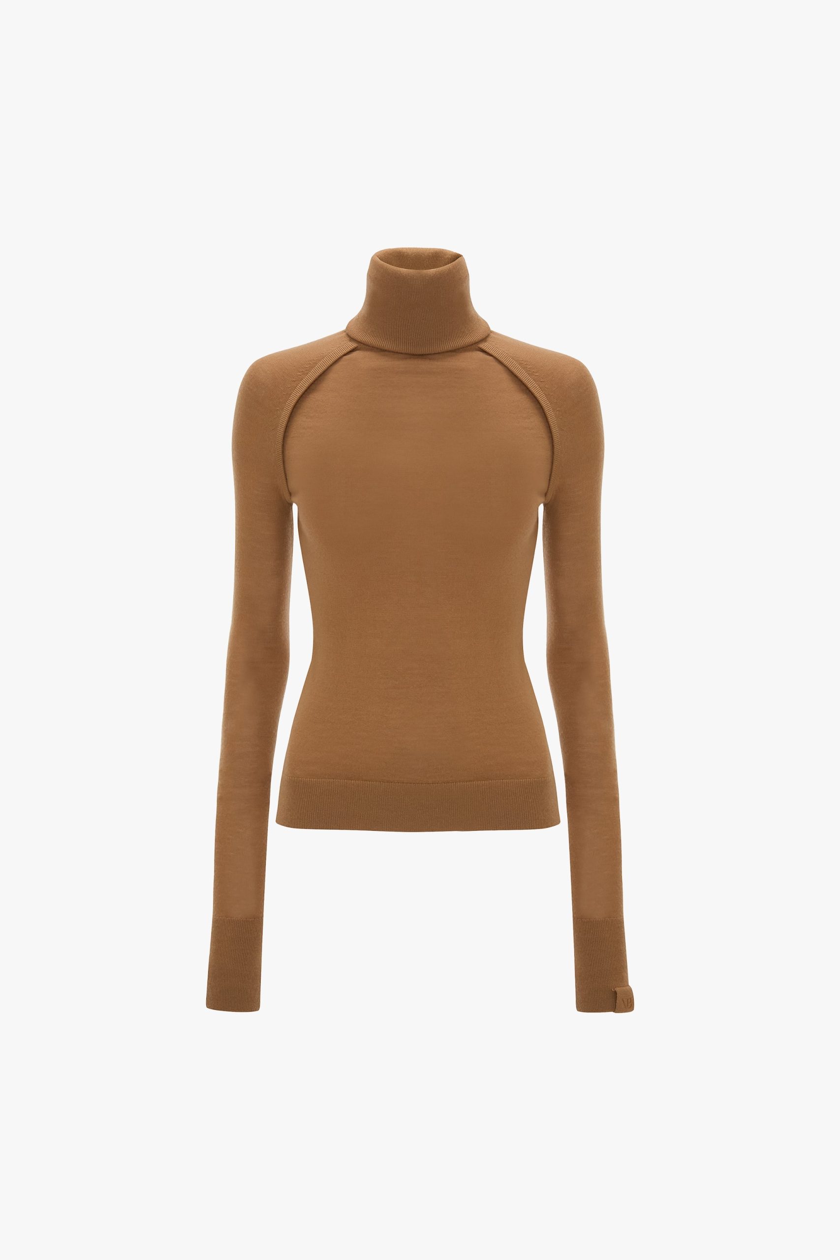 High Neck Jumper In Dark Camel - Image 4