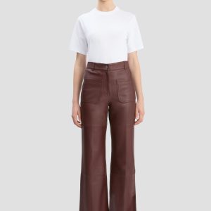 Leather Alina Trouser In Burgundy