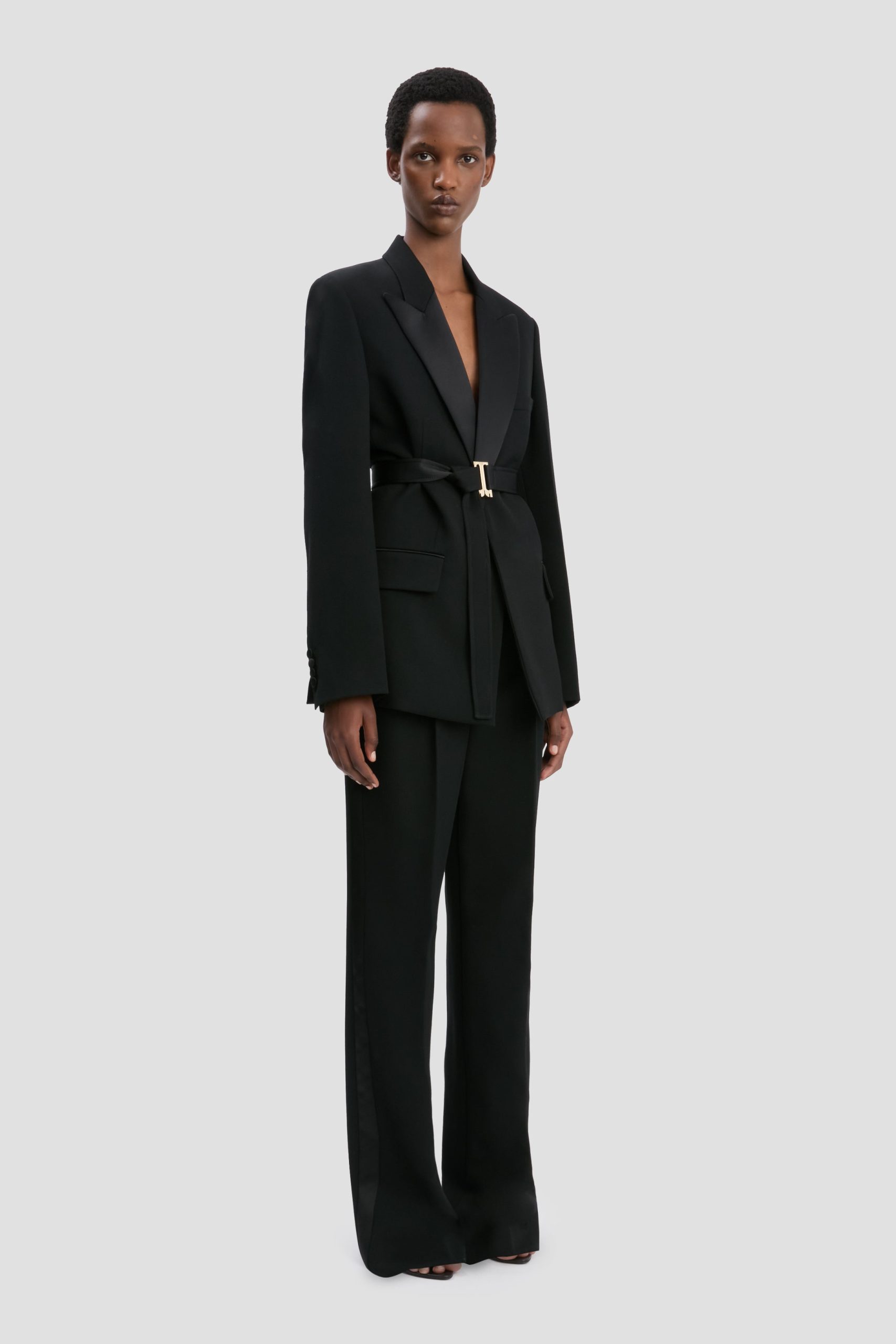 Belted Tailored Jacket In Black - Image 2