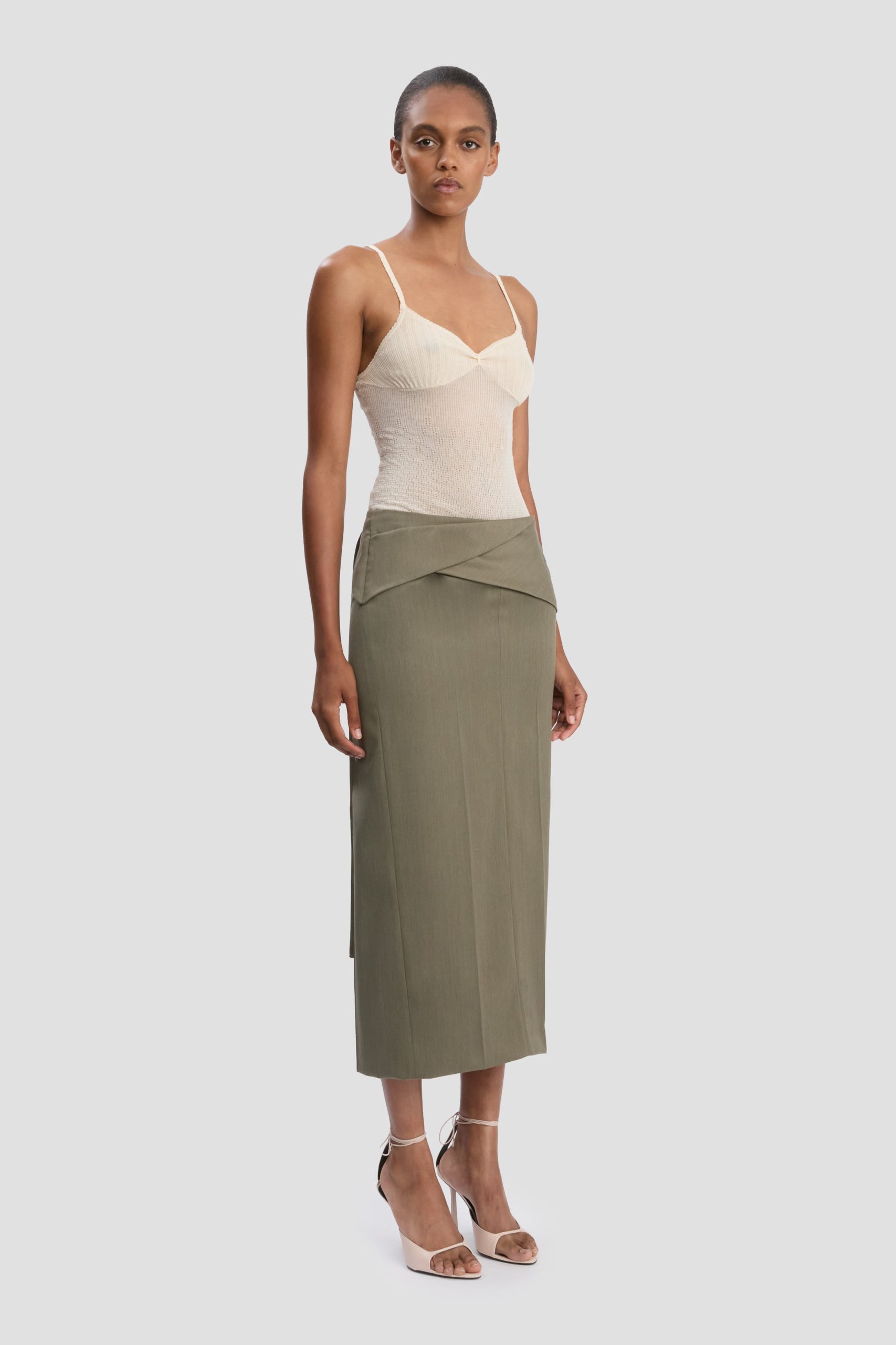 Wrap Skirt In Sage Melange - Image 2