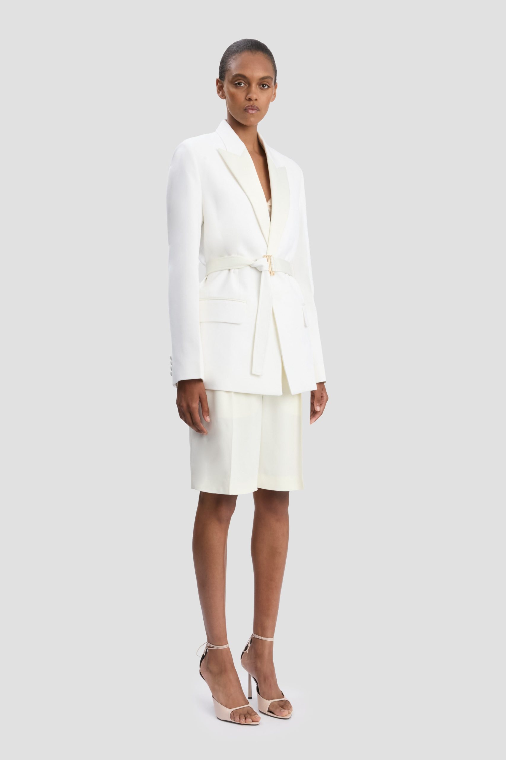 Belted Tailored Jacket In Ivory - Image 2