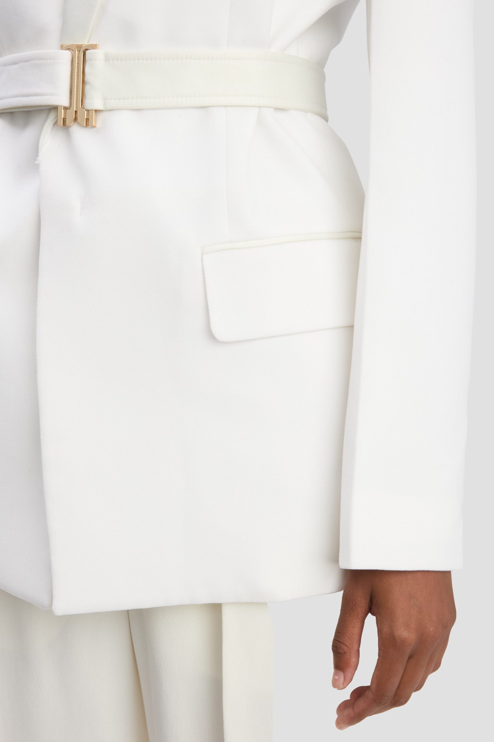 Belted Tailored Jacket In Ivory - Image 3