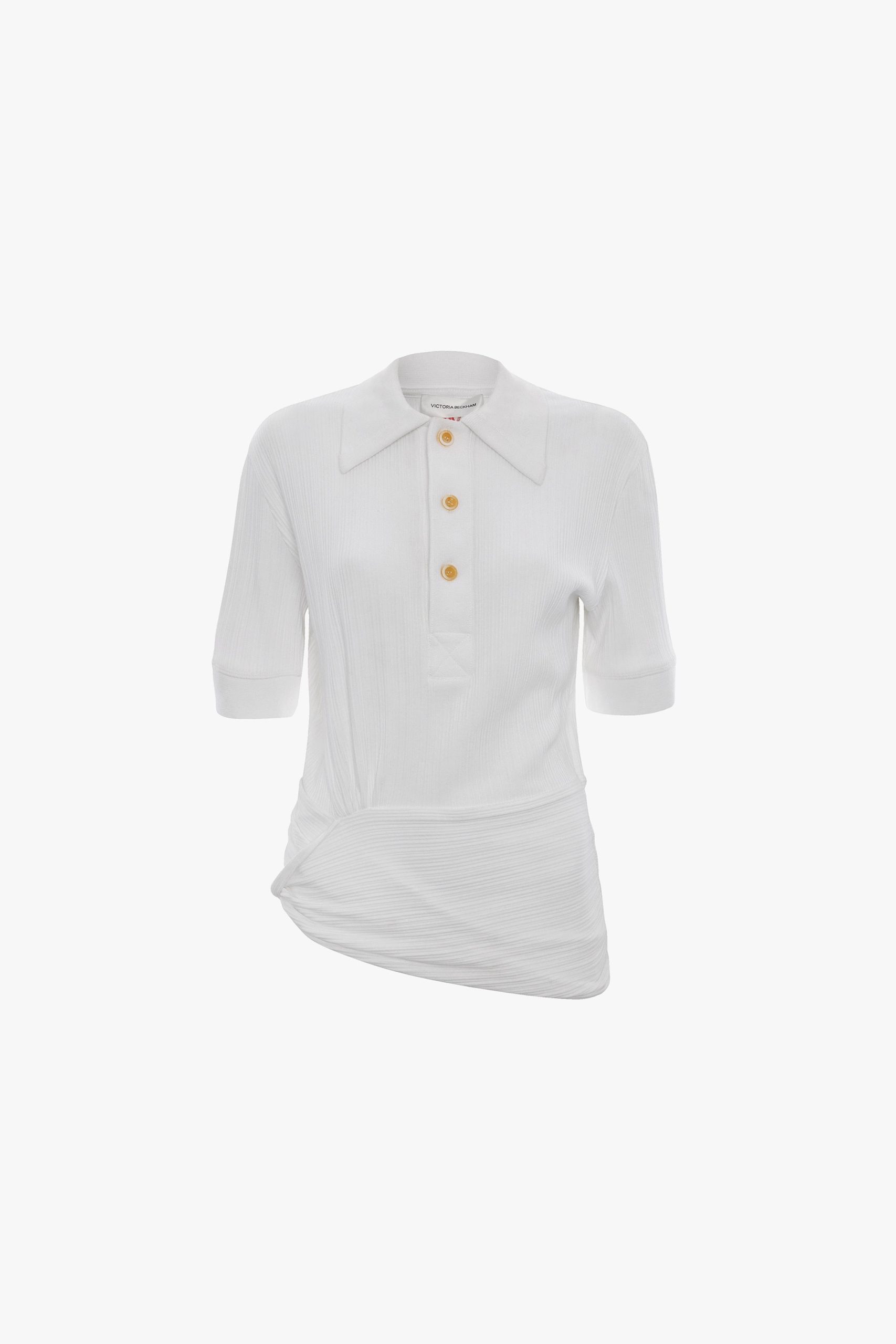 Twist Polo Top In White - Image 6