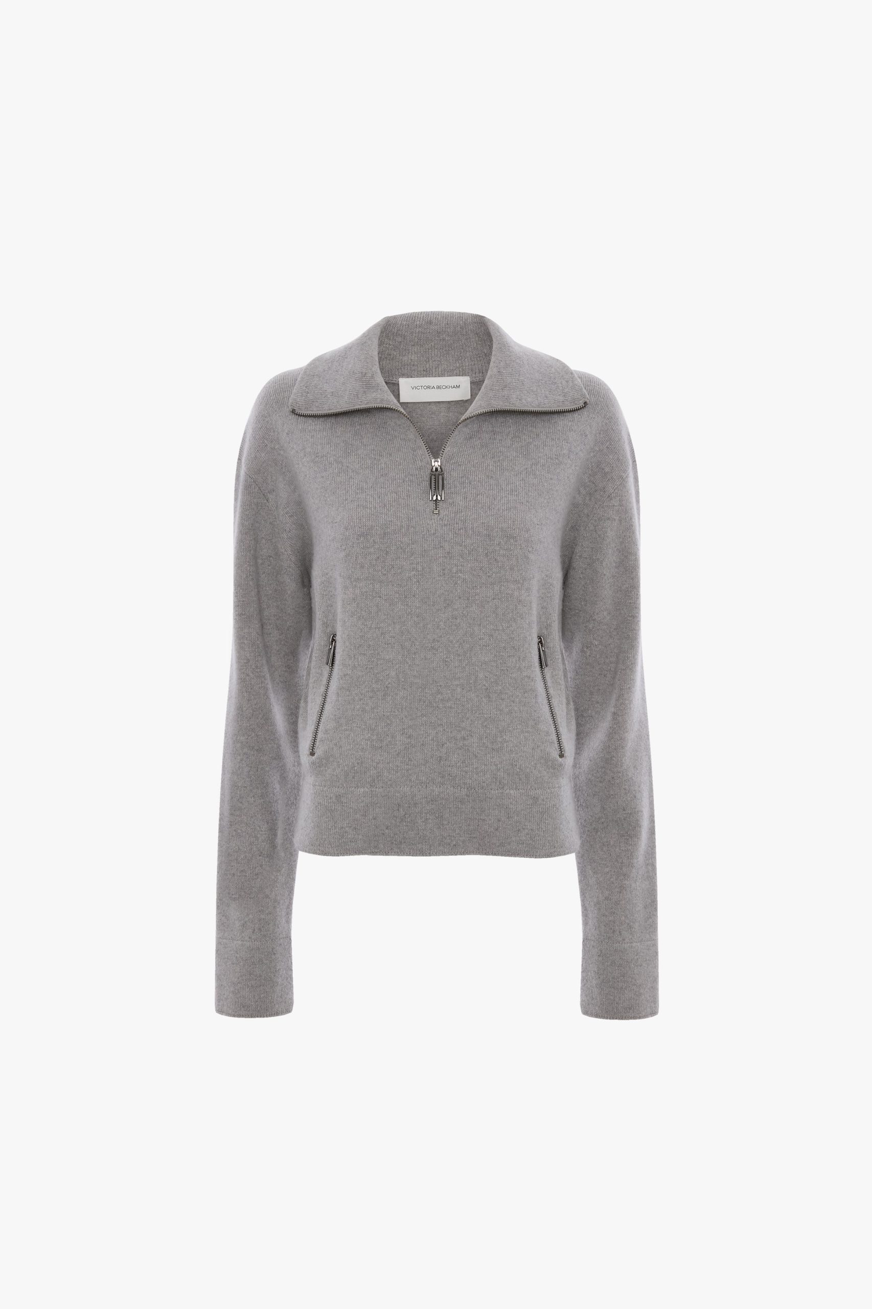 Half-Zip Milano Jumper In Grey Marl - Image 6
