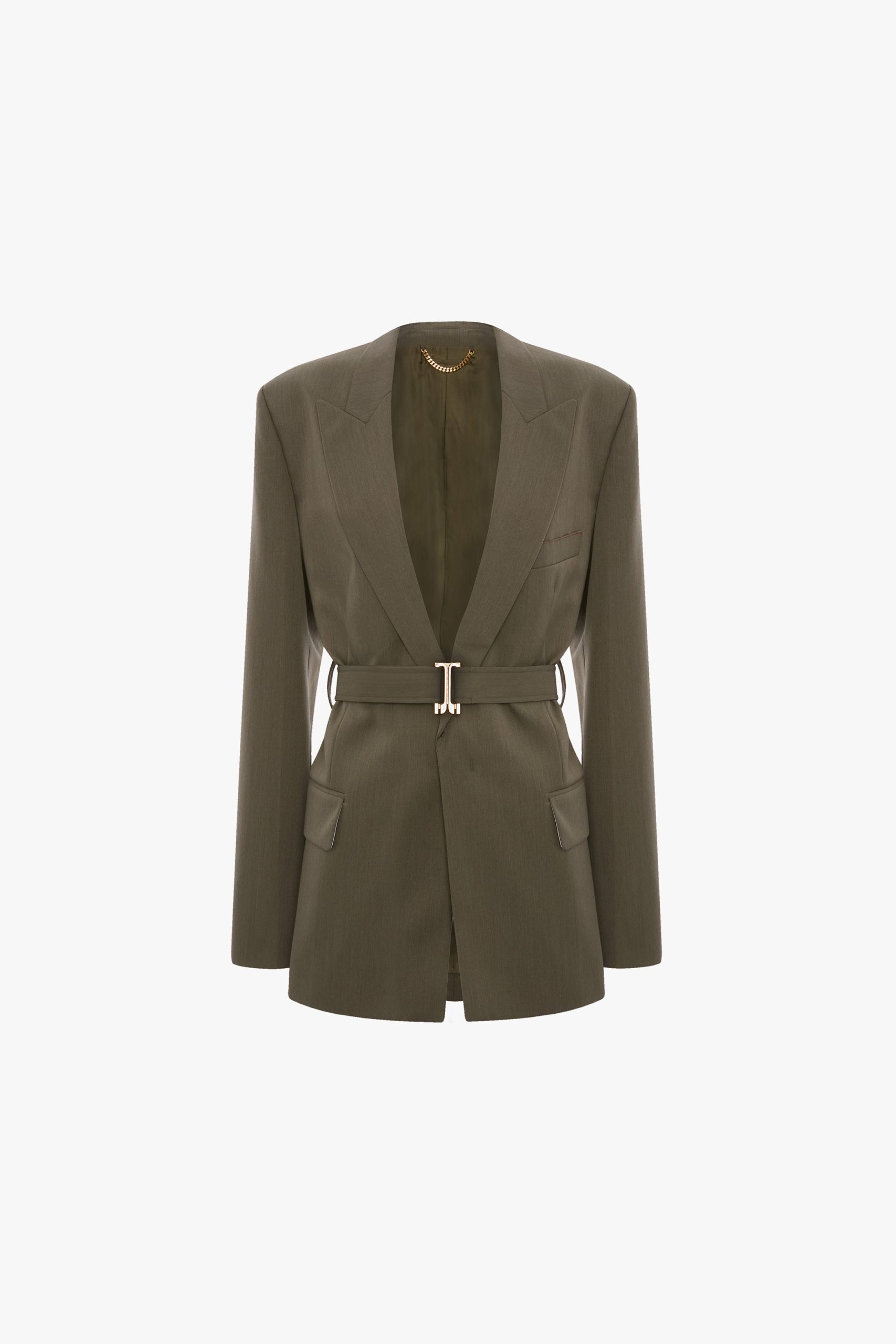 Belted Tailored Jacket In Sage Melange - Image 7