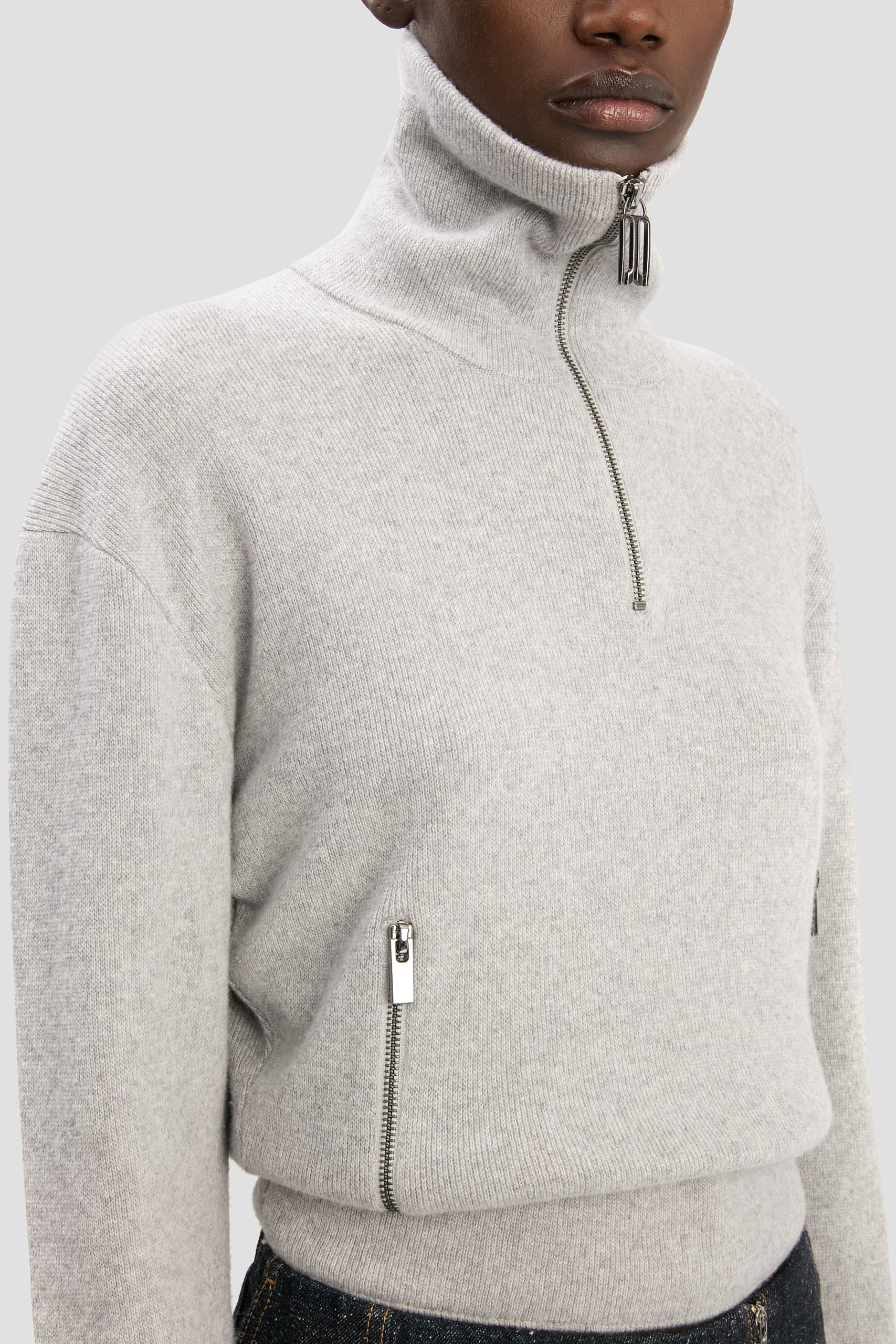 Half-Zip Milano Jumper In Grey Marl - Image 3