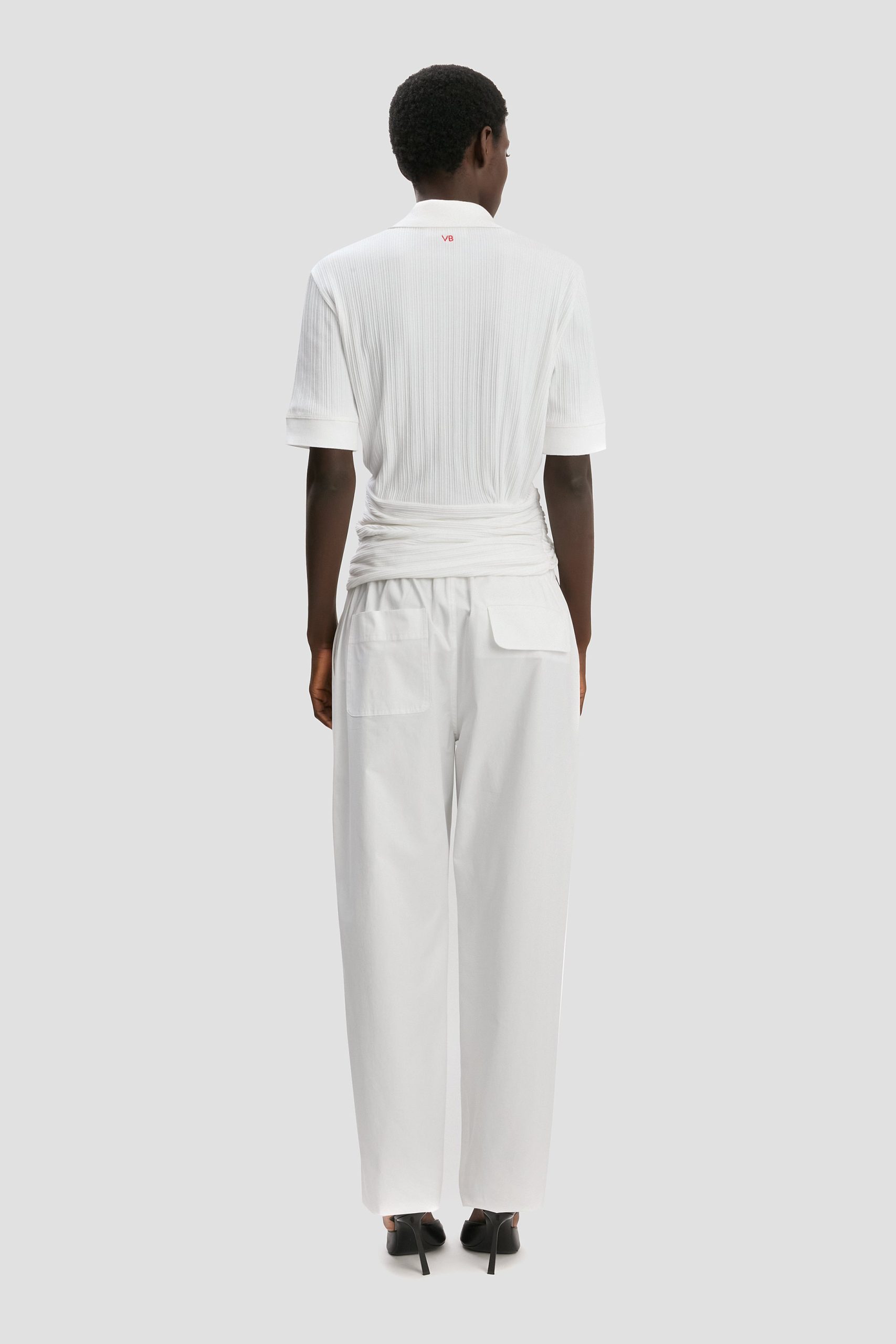 Twist Polo Top In White - Image 5