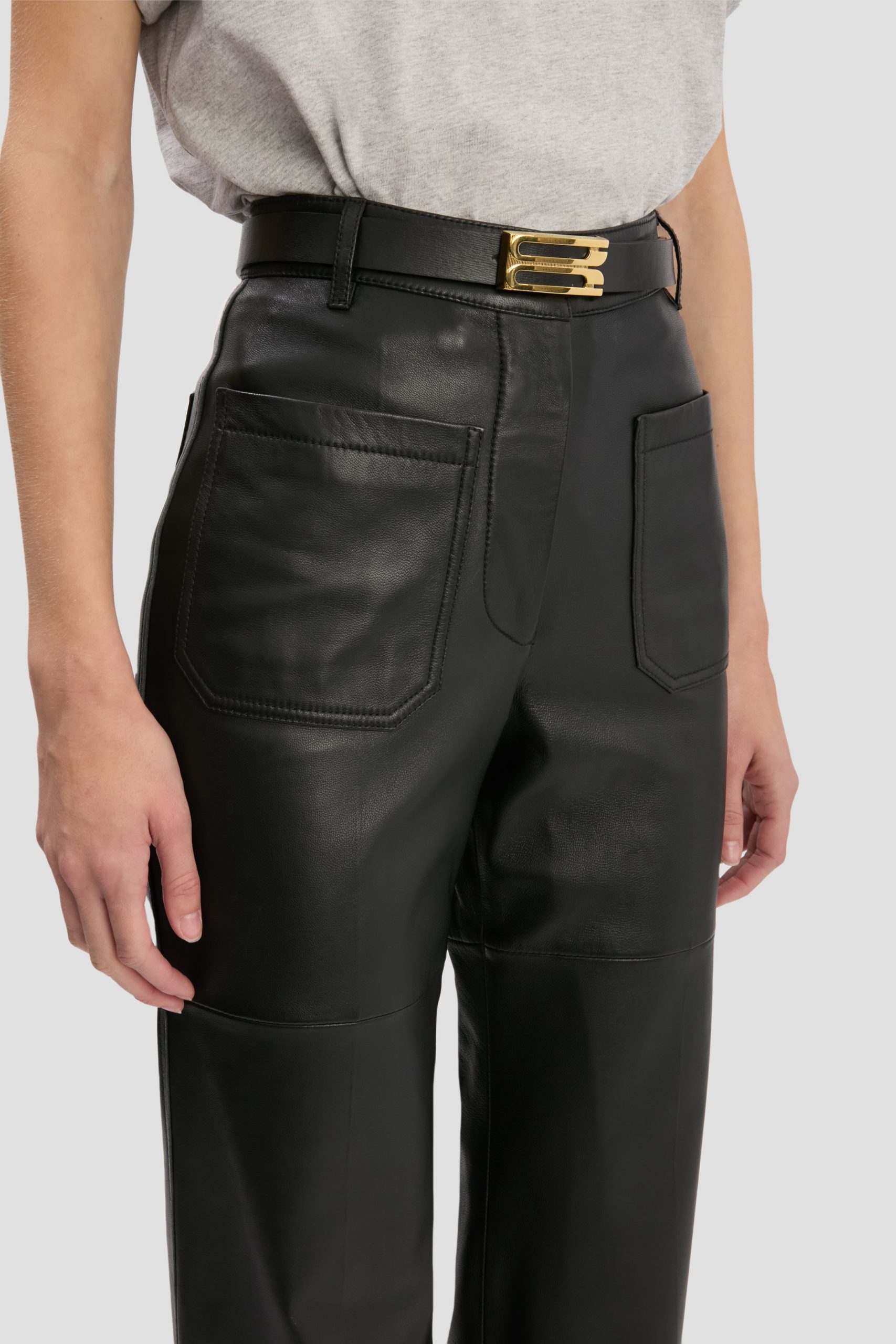 Leather Alina Trouser In Black - Image 3