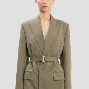 Belted Tailored Jacket In Sage Melange