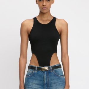 High Leg Bodysuit In Black