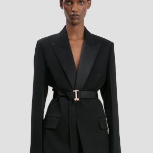 Belted Tailored Jacket In Black