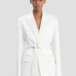 Belted Tailored Jacket In Ivory