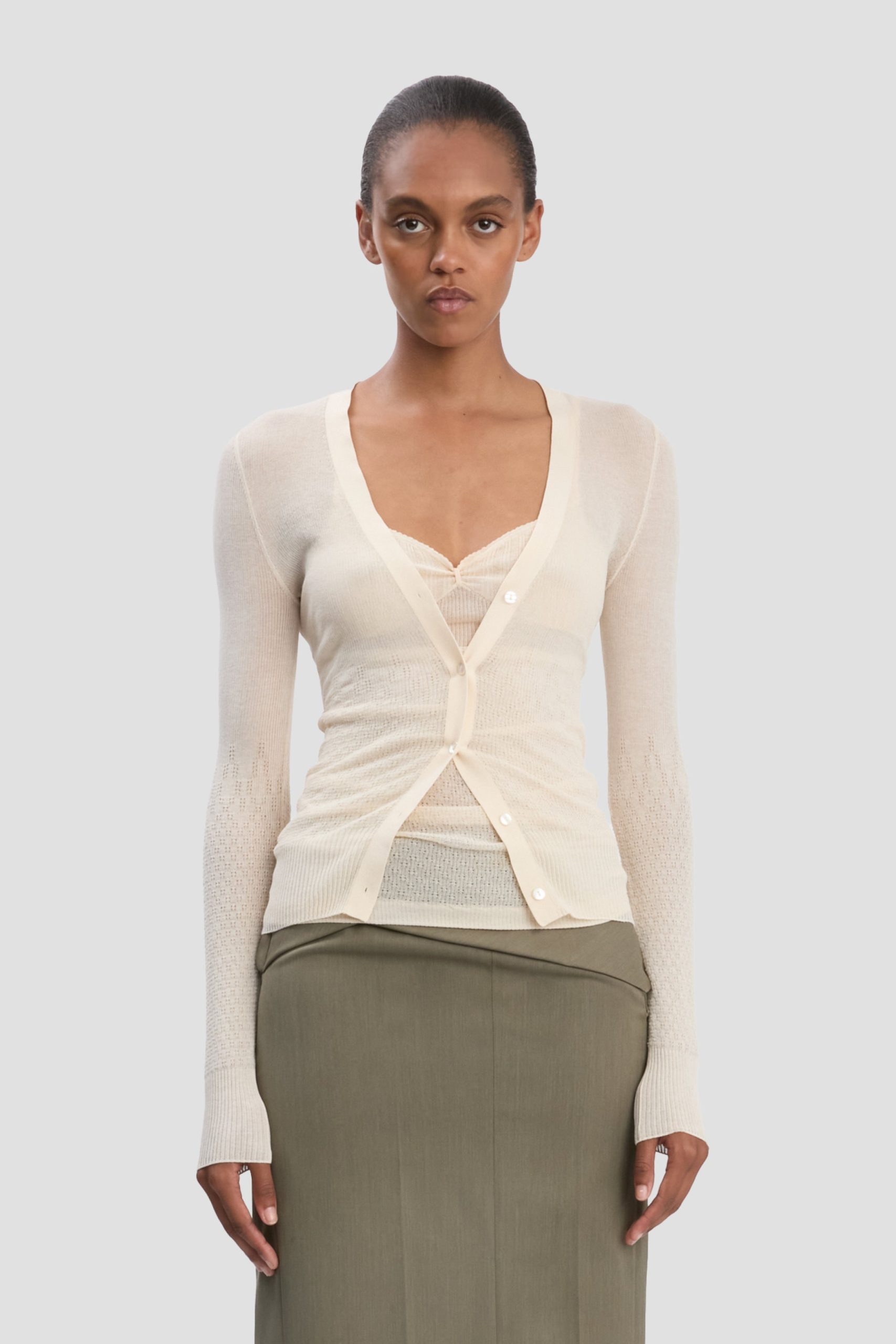 Cardigan In Pale Rose