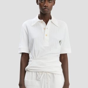 Twist Polo Top In White