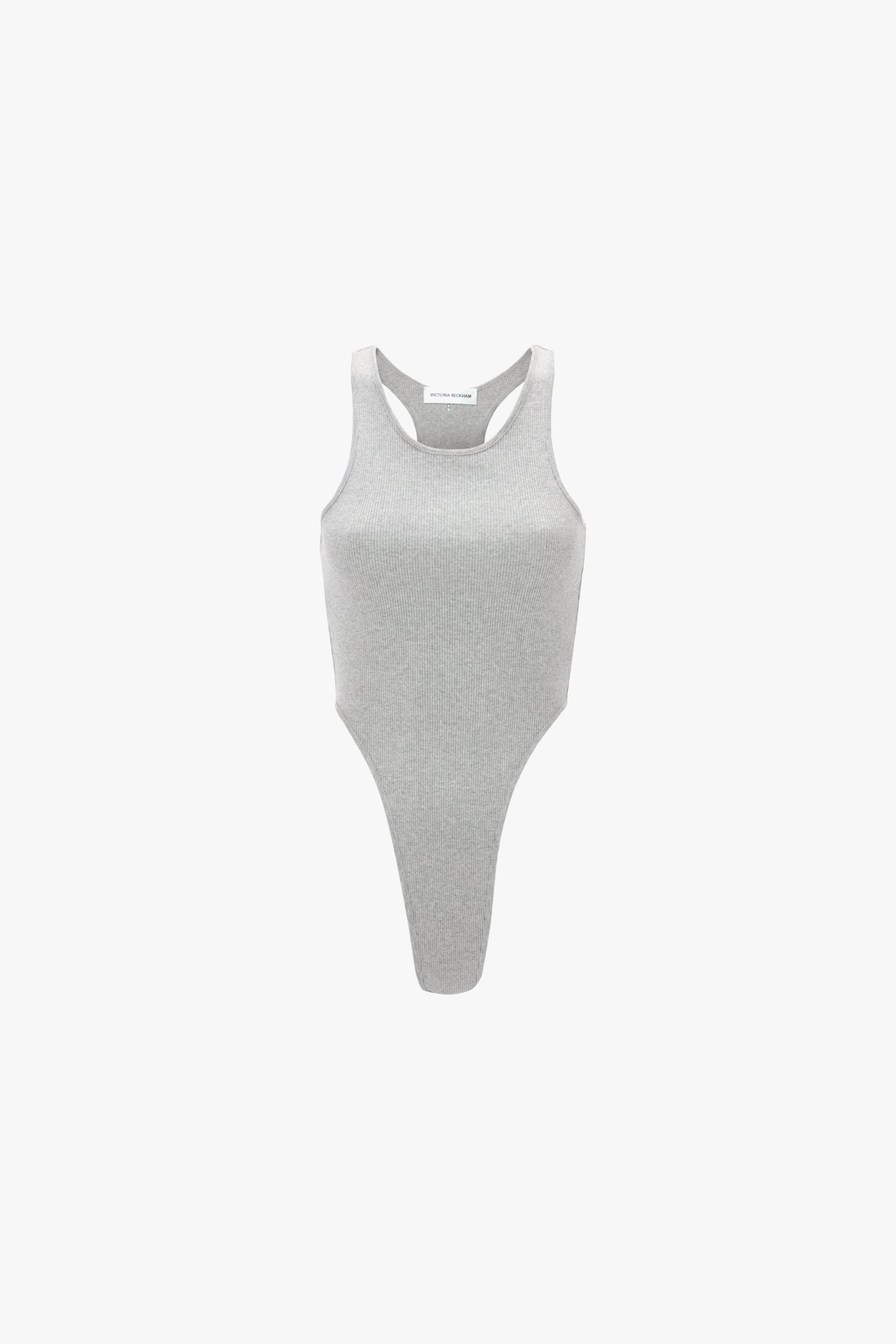 High Leg Bodysuit In Grey Marl - Image 4