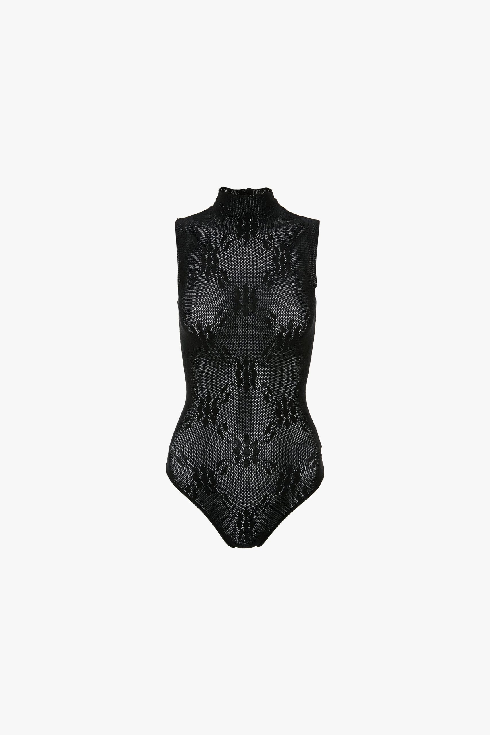 High Neck Bodysuit In Black - Image 5