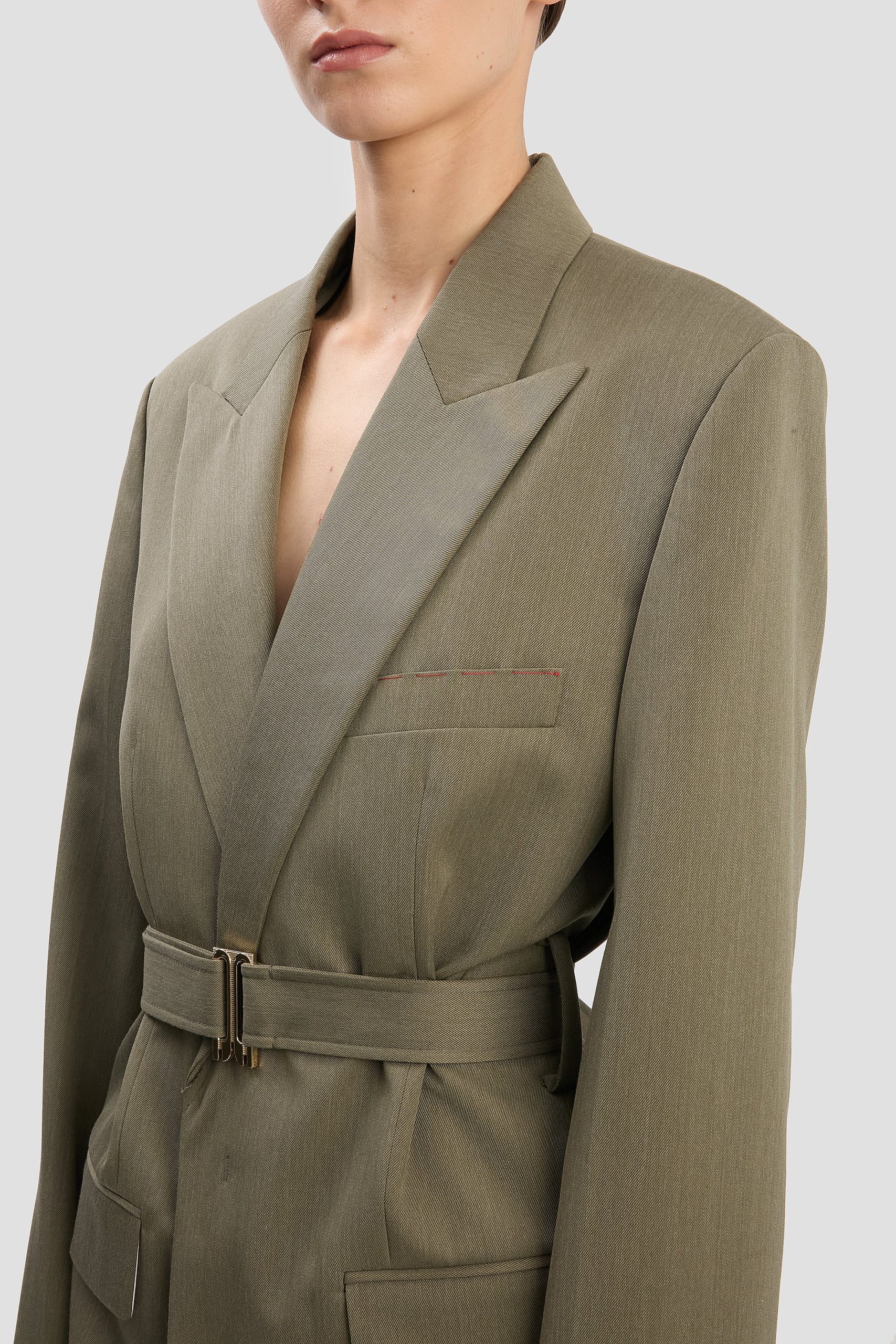 Belted Tailored Jacket In Sage Melange - Image 5