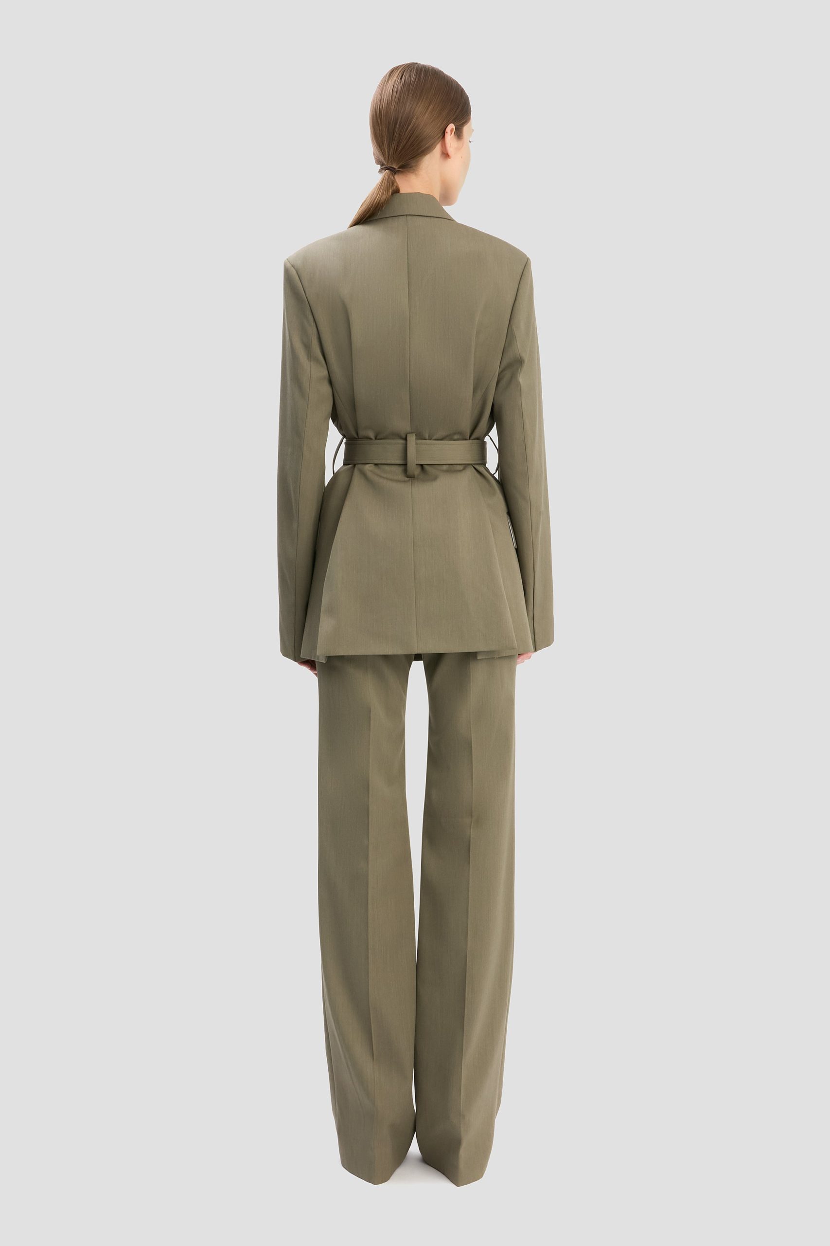 Belted Tailored Jacket In Sage Melange - Image 6